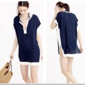 JCrew Navy and White Women's Swim Cover-Up